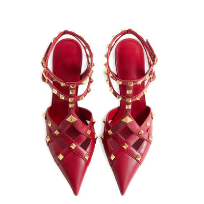 2026 Summer New Rivet Women's Pointed Stiletto Sandals Sexy Fashion Party Women's High Heel Sandals
