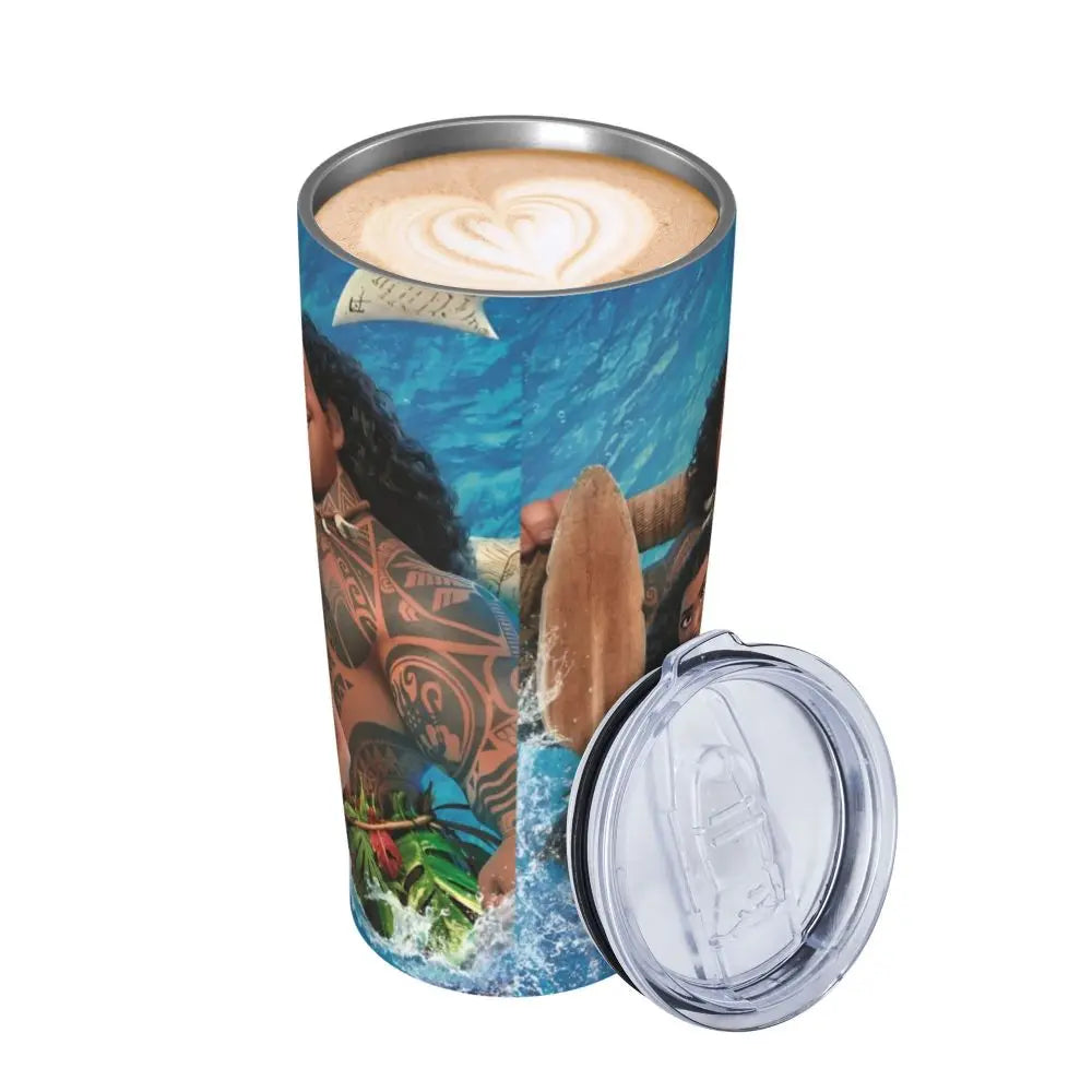 Moana and Pua Cartoon Movie Insulated Tumbler with Straws Stainless Steel Coffee Mugs Double Wall Car Bottle Cups 20oz