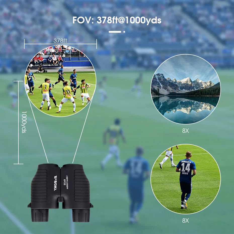SVBONY 8x25 SV10 Binoculars Compact Fixed Focus Mini Portable Telescope Multi-coated Porro Prism for Outdoor Spoorts Games F9323