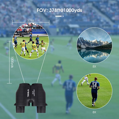 SVBONY 8x25 SV10 Binoculars Compact Fixed Focus Mini Portable Telescope Multi-coated Porro Prism for Outdoor Spoorts Games F9323