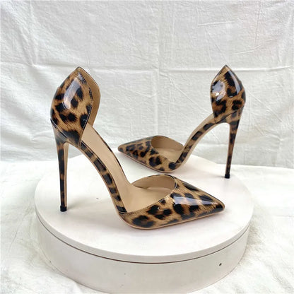 Leopard Print Sexy Women Pumps Shoes Women High Heels Pointed Toe Wedding Shoes 12cm Chaussure Femme QP023 ROVICIYA