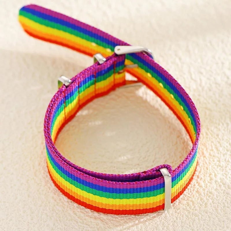 2/5pcs Pride Rainbow Strap Bracelets for Man Woman Adjustable Nylon Watch Band Charm Wristband Trendy LGBT Frienship Jewelry