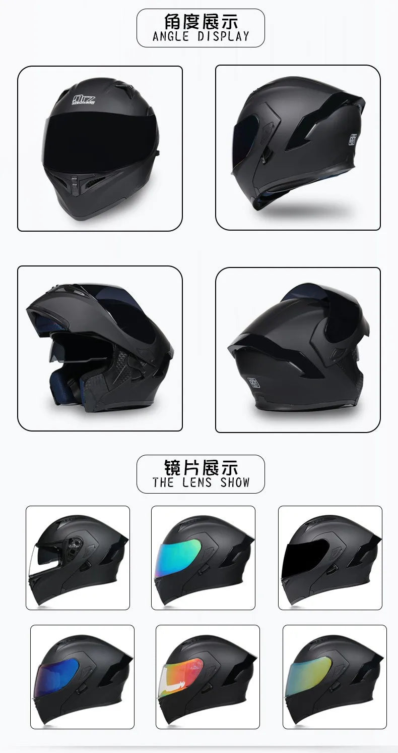 Motorcycle Helmet Full Face Racing Motorbike Helmet with Double Sun Visor Women Man Flip Up Moto Helmets Capacete De Moto