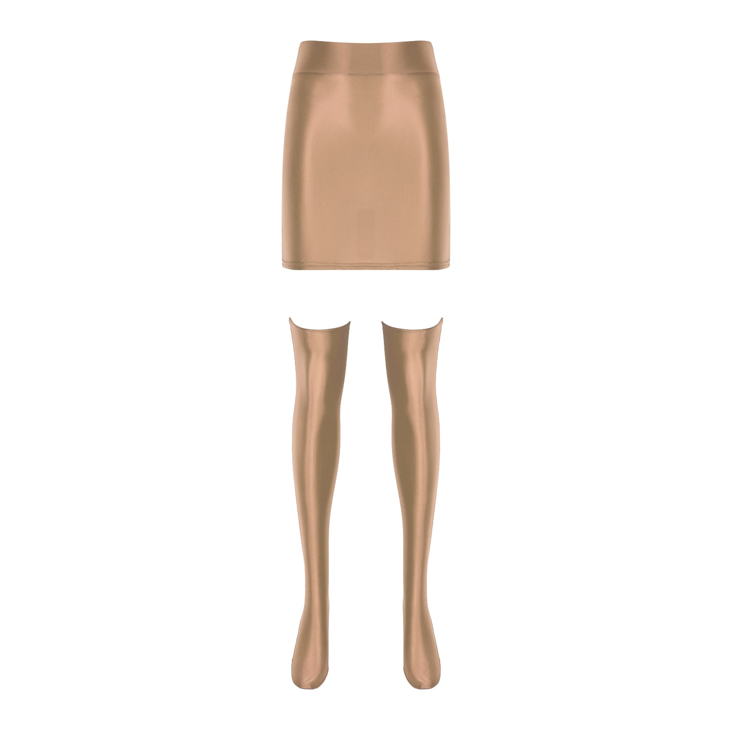 Womens Glossy Nightclub Outfit Shiny High Waist Mini Skirt with Stockings Set Rave Party Cheer Booty Workout Pole Dance Clubwear