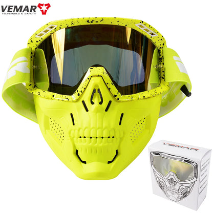 VEMAR Detachable Motorcycle Helmet Goggles Cycling Glasses Man Windproof Dust-proof Motocross Face Mask Goggles Glasses Block UV