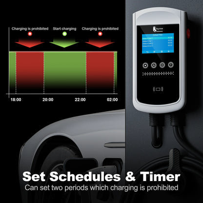 feyree GB/T Socket EV Charger 7.6kw 32A Wallbox 4.3 inch Big Screen APP Charge History Record 11kw 22kw 3 Phase Charging Station