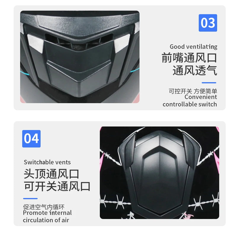 Motorcycle helmet, men's and women's dual lens full helmet, four season couple street bike safety helmet