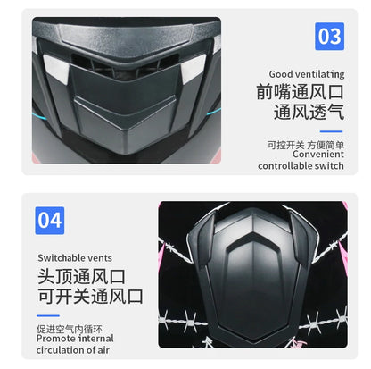 Motorcycle helmet, men's and women's dual lens full helmet, four season couple street bike safety helmet