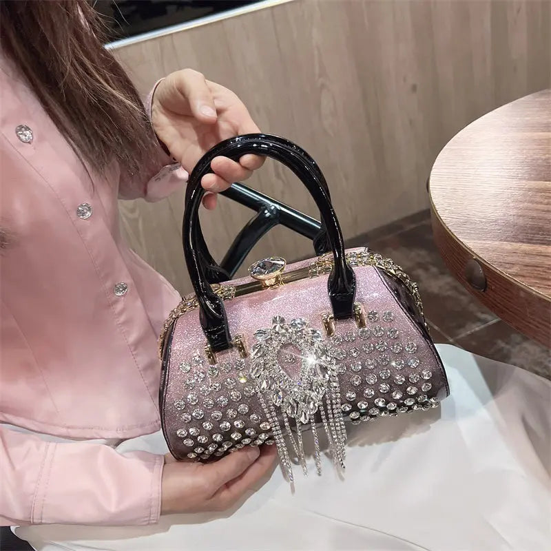 Fashion Diamonds Leather Women's Handbag Small Shoulder Cross-Body Bag New Elegant Evening Bag Portable Girls Party Dinner Bags