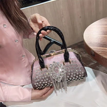 Fashion Diamonds Leather Women's Handbag Small Shoulder Cross-Body Bag New Elegant Evening Bag Portable Girls Party Dinner Bags