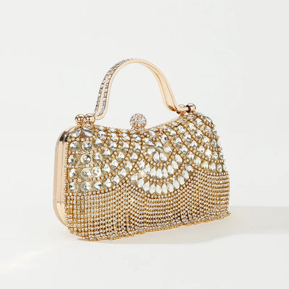 Gorgeous and Shiny Diamonds Rhinestones Tassels Handle Evening Bags for Party and Wedding Clutch Purse Designer Bags Handbags