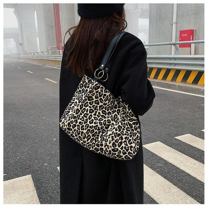 New Fashion Tote Bags Shopping and Travel  Canvas Bags New Women Popular Handbags Large Capacity Leopard Shoulder Bags Сумка