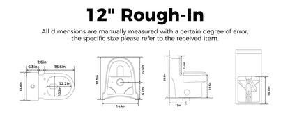 Compact One Piece Toilet With Soft-Close Seat Lid, High-Efficiency 1.2/1.8 GPF Dual Flush, Dirt-Resistant Glazed