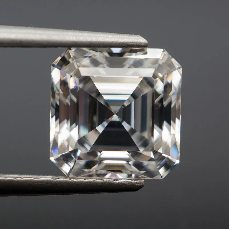 Moissanite Stone Asscher Cut D Color VVS1 Gemstone Lab Grown Diamond for Advanced Jewelry Making Materials with  Certificate
