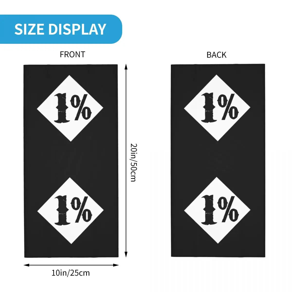 One Percenter 1% Bandana Neck Cover Printed Motorcycle Club Biker Mask Scarf Multifunctional Cycling Scarf for Men Women Adult