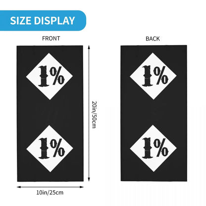 One Percenter 1% Bandana Neck Cover Printed Motorcycle Club Biker Mask Scarf Multifunctional Cycling Scarf for Men Women Adult