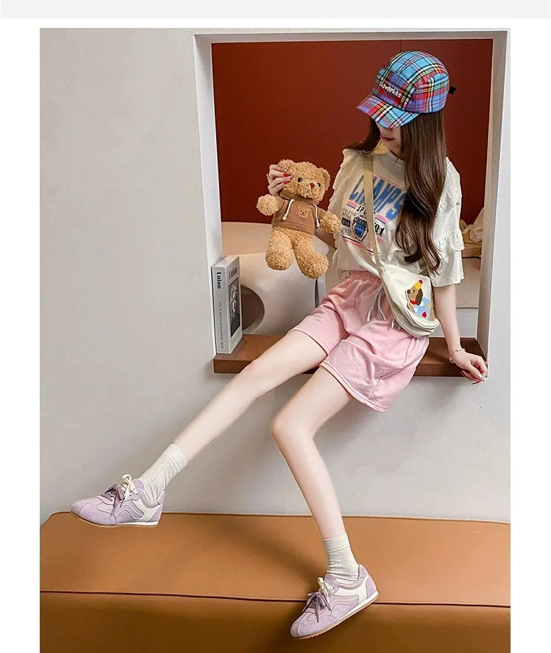 Women's Casual Shoes Suede Leather Training Shoes for Women 2026 Patchwork Retro Sneakers Ladies Casual Flat Heels Walking Shoes