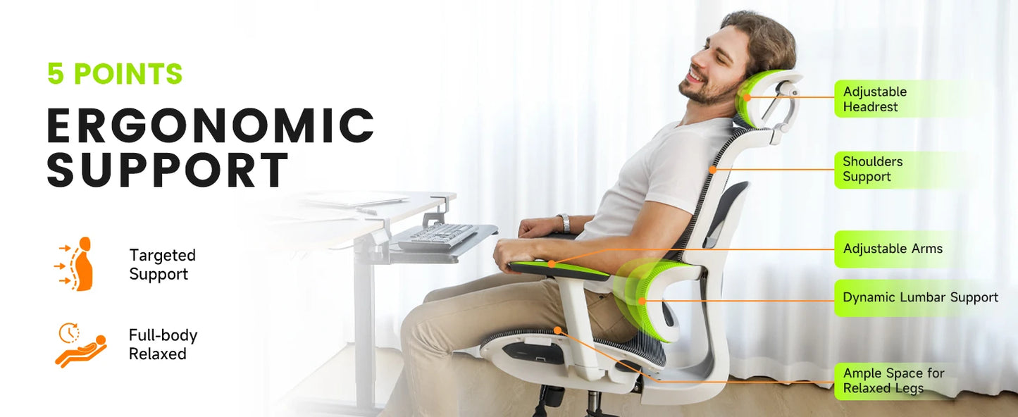 Office Ergonomic Chair for Big and 6'5" Tall Max,400Lbs Computer Desk Heavy-Duty Office Gaming Chair with High-Back Design EC20
