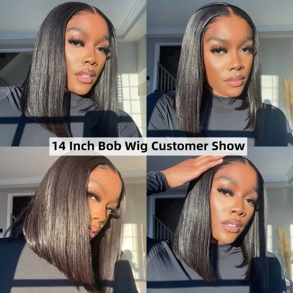 4x4 5x5 HD Lace Frontal Glueless Bob Wig Human Hair 10 Inch Straight Human Hair Wig Pre Plucked HD Short Bob Lace Front Wig 13x4