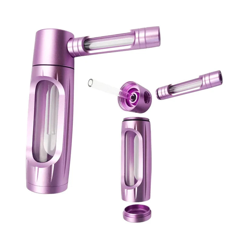 6″ Metal Aluminum Glass Bubbler Water Pipe Mini Smoking Bottle Portable Hookah Shisha Tube Filter (Ship within 24 hours)