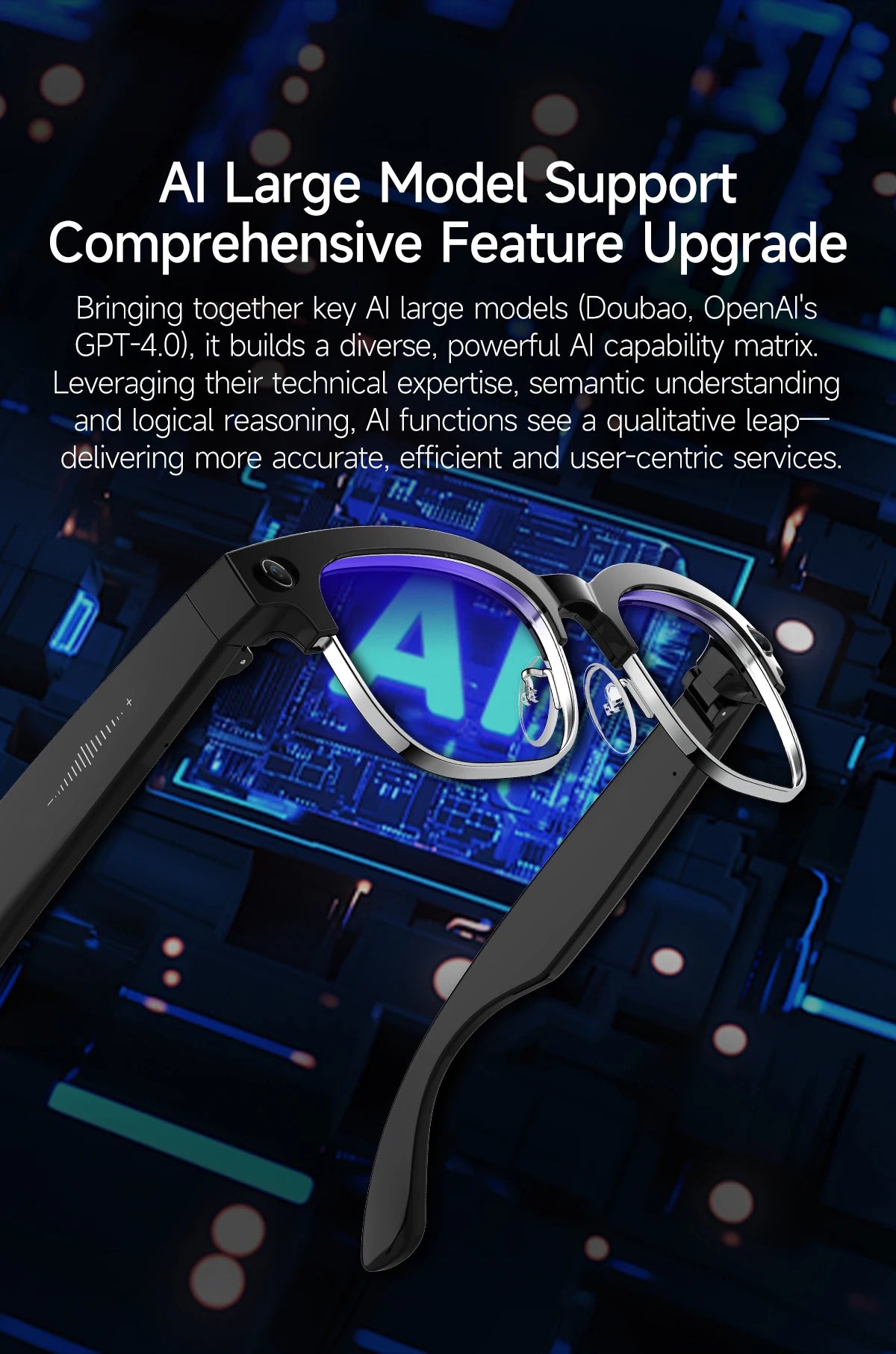 Amovan 2026 Smart Glasses AI 4K UHD 8MP 800W Camera Video Call Translation Voice Assistant Music Smart Glasses Detachable Lens