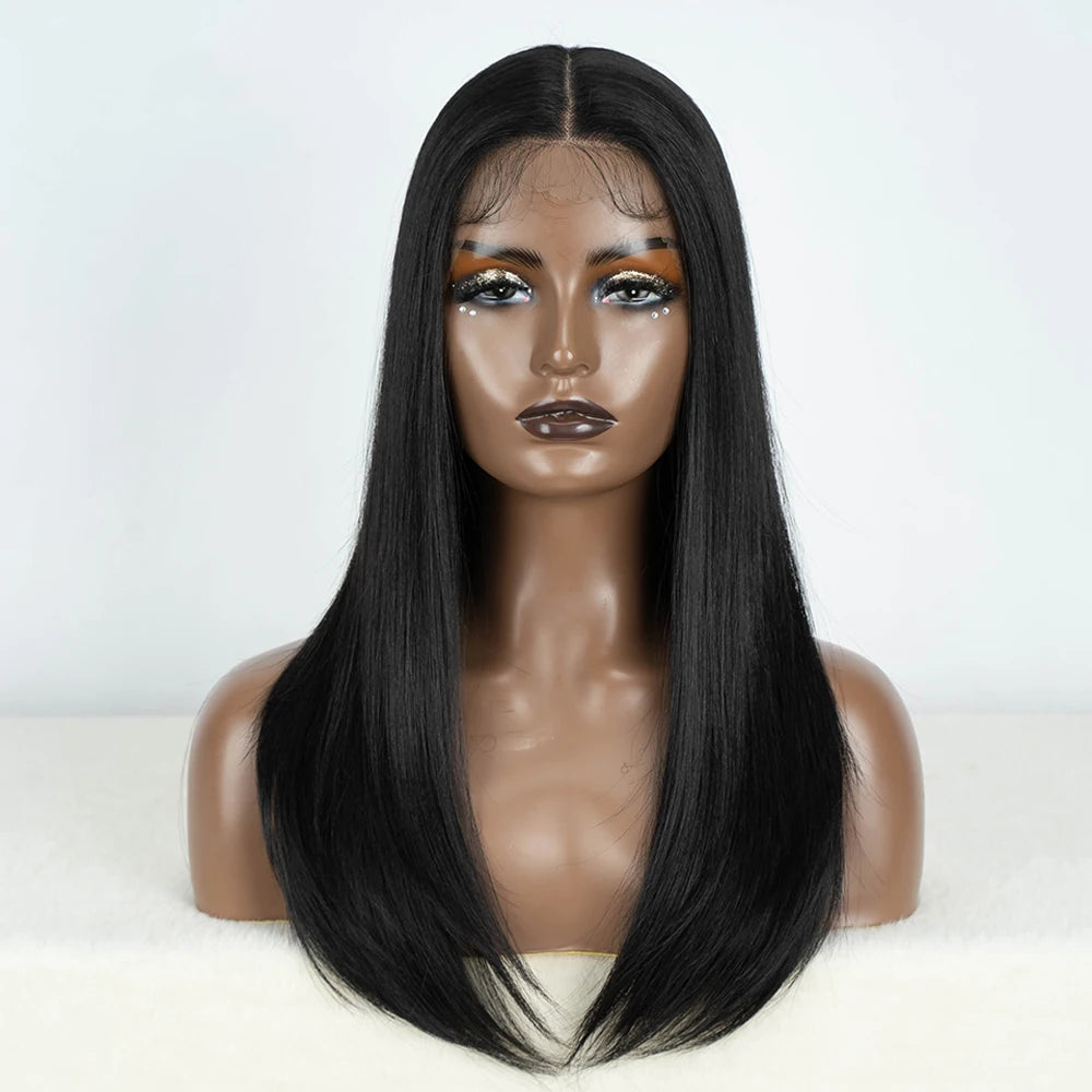 Synthetic Lace Front Wigs Long Bob Straight Wig Brown Blonde Black Color 22" Hair For Women Lace Wig Heat Resistant Cosplay Wigs