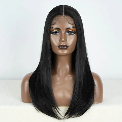 Synthetic Lace Front Wigs Long Bob Straight Wig Brown Blonde Black Color 22" Hair For Women Lace Wig Heat Resistant Cosplay Wigs