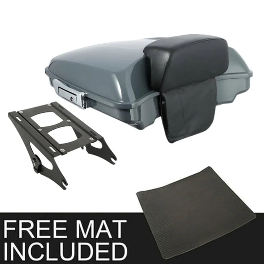 Motorcycle Razor Trunk Backrest Rack For Harley Touring Road Glide Street Glide 2014-2025 Gunship Gray