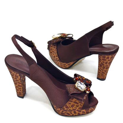Venus Chan Nigerian Women Heel Party Shoes and Bag Set Royal Blue Colour Rhinestone Handbag Italian Design Wedding INS 2024