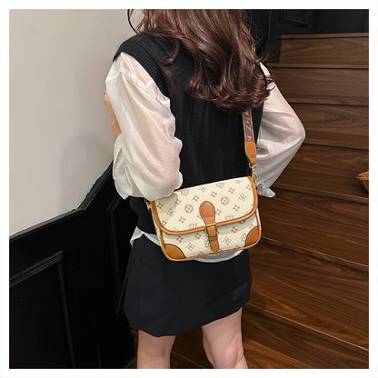 New Classic Texture Crossbody Bag Versatile Crossbody Bag High-End Underarm Bag Nurse Bag Wide Shoulder Strap Bag