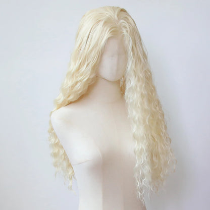 Black Romance Curly Synthetic Lace Front Wig Long Deep Curly Jet Black Lace Front Synthetic Wig Pre Plucked Natural Hairline