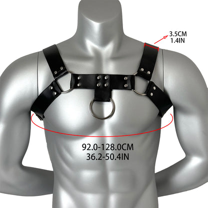 Sexy Men Harness Leather Chest Harness Belt Metal Rivets Fetish Gay Adjustable Belt Punk Rave Erotic Fetish Clothing Accessorie