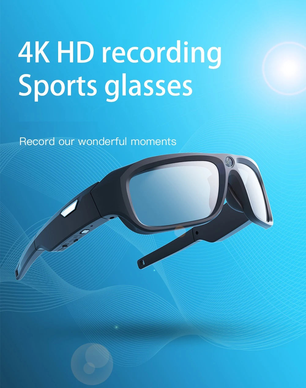 4K HD Smart Glasses Camera Mini Eyewear Camcorder for Outdoor Cycling Driving Video Recordings