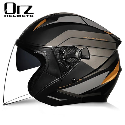 ORZ-705 Latest High Quality Motorcycle Helmet Half Covering Dual Lens Cascos para Motos Male Female Couple Capacetes de Moto
