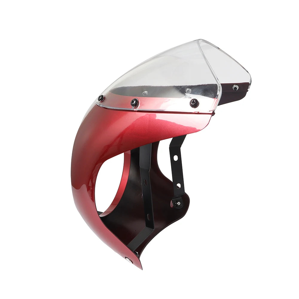 Motorcycle Red/White Front Headlight Fairing Windshield For Cafe Racer Honda Universal 7inch/16.5~18cm Retro Headlamp Windscreen