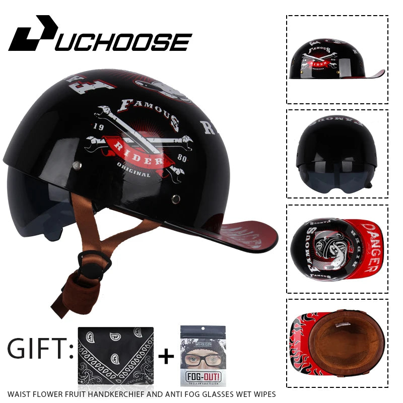 Adult Open Face Summer Retro Motorcycle Vintage Half Helmet Baseball Cap Helmets Children Riding Motocross Men Women