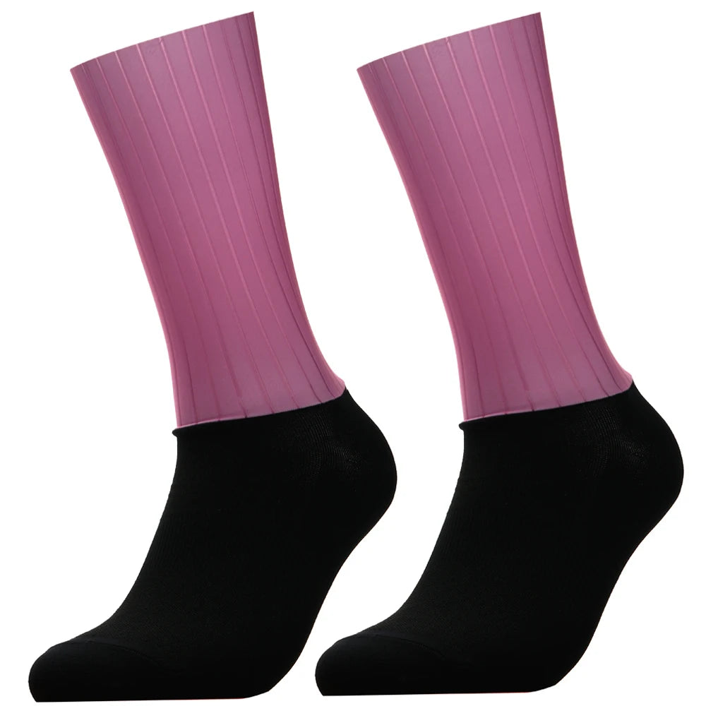 Cycling 2024 Anti Slip Whiteline Silicone Summer Aero Socks Socks Men Bicycle Sport Running Bike Socks Calcetines Ciclismo