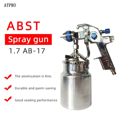 ABST Pneumatic Paint spray Gun Lower Pot 1.7 MM Nozzle Diameter Car Spray Paint Gun Industrial Coating Home Spray Paint