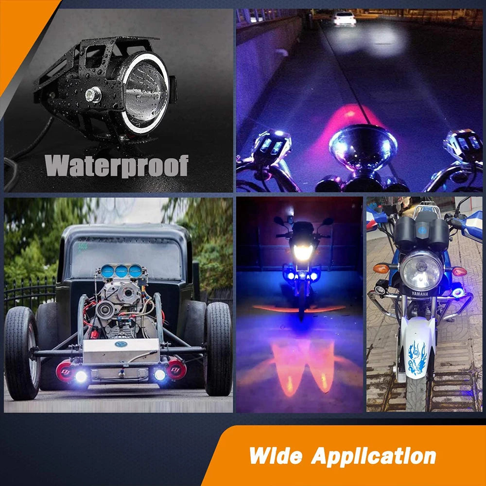 125W U7 LED Auxiliary Motorcycle Angel Eyes Headlight Explorers DRL Spotlights Bright LED Bicycle Lamp Accessories Foggers
