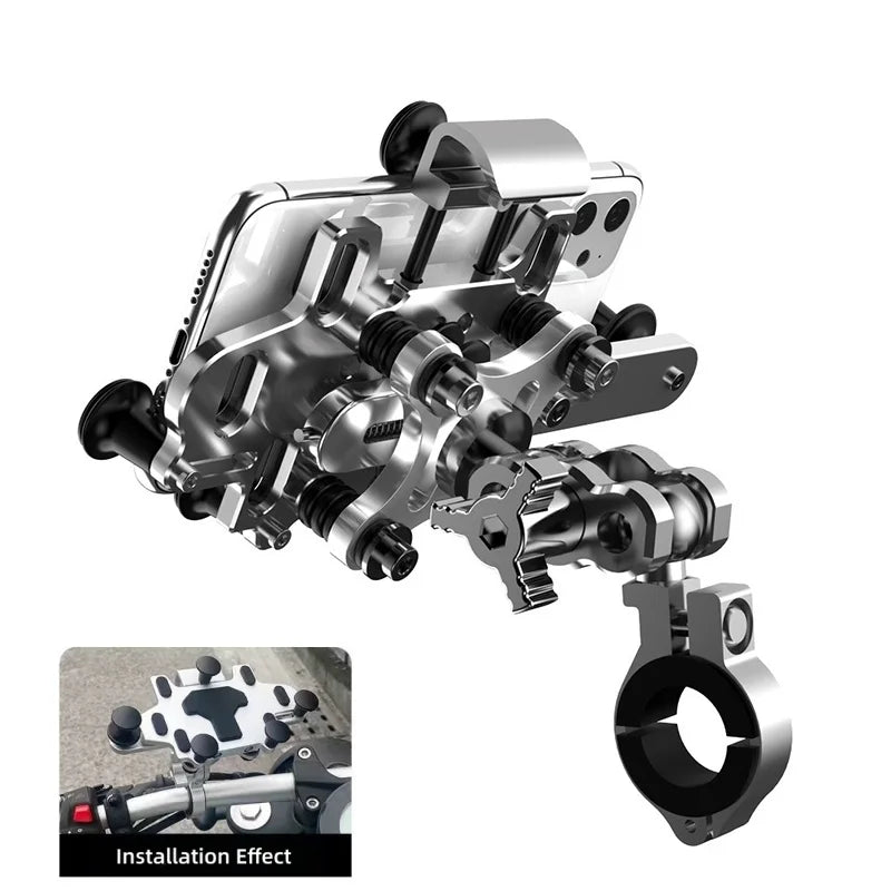 2025 Upgraded Shock Absorbing Phone Holder Mount for Motorcycle Bicycle Alloy Rotary Adjustment Navigation Bracket Universal Fit