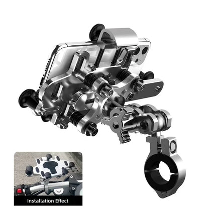 2025 Upgraded Shock Absorbing Phone Holder Mount for Motorcycle Bicycle Alloy Rotary Adjustment Navigation Bracket Universal Fit
