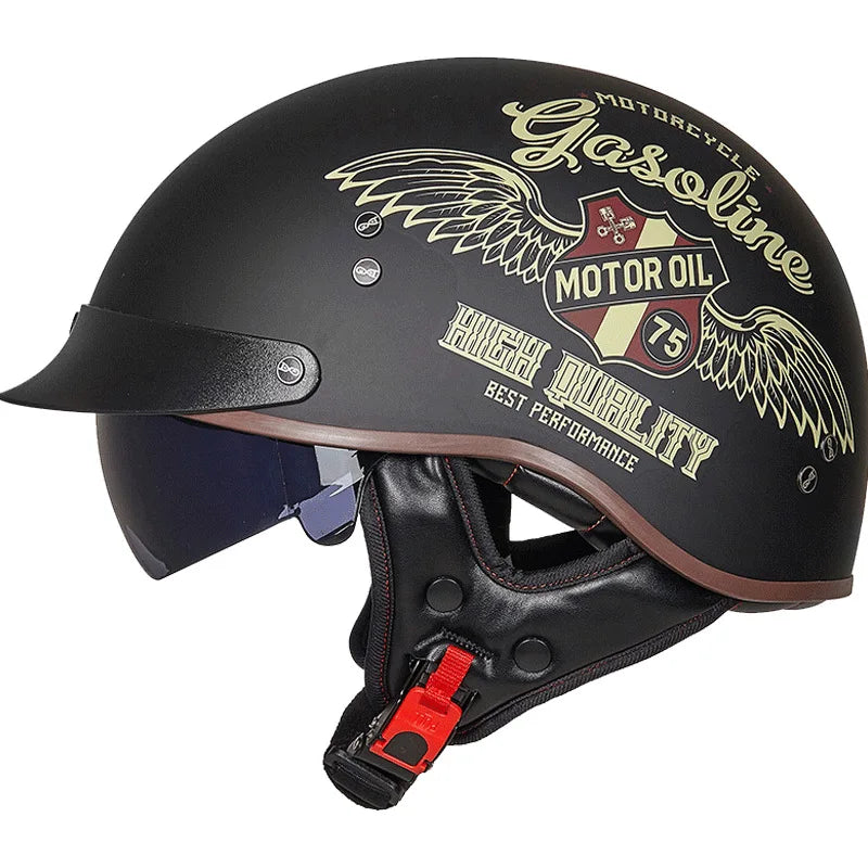 Retro Half Helmet Motorcycle Cruiser Helmet German Style Vintage Casco Moto Open Face Chopper Biker Pilot DOT Capacetes Para