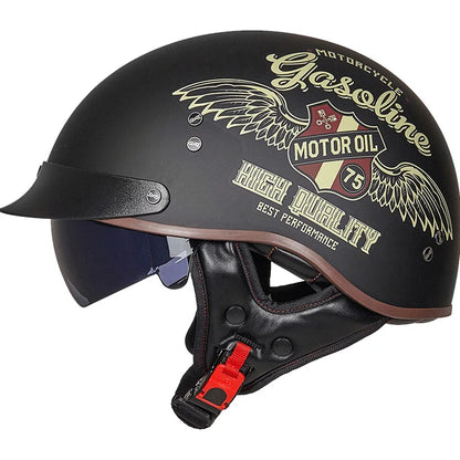 Retro Half Helmet Motorcycle Cruiser Helmet German Style Vintage Casco Moto Open Face Chopper Biker Pilot DOT Capacetes Para