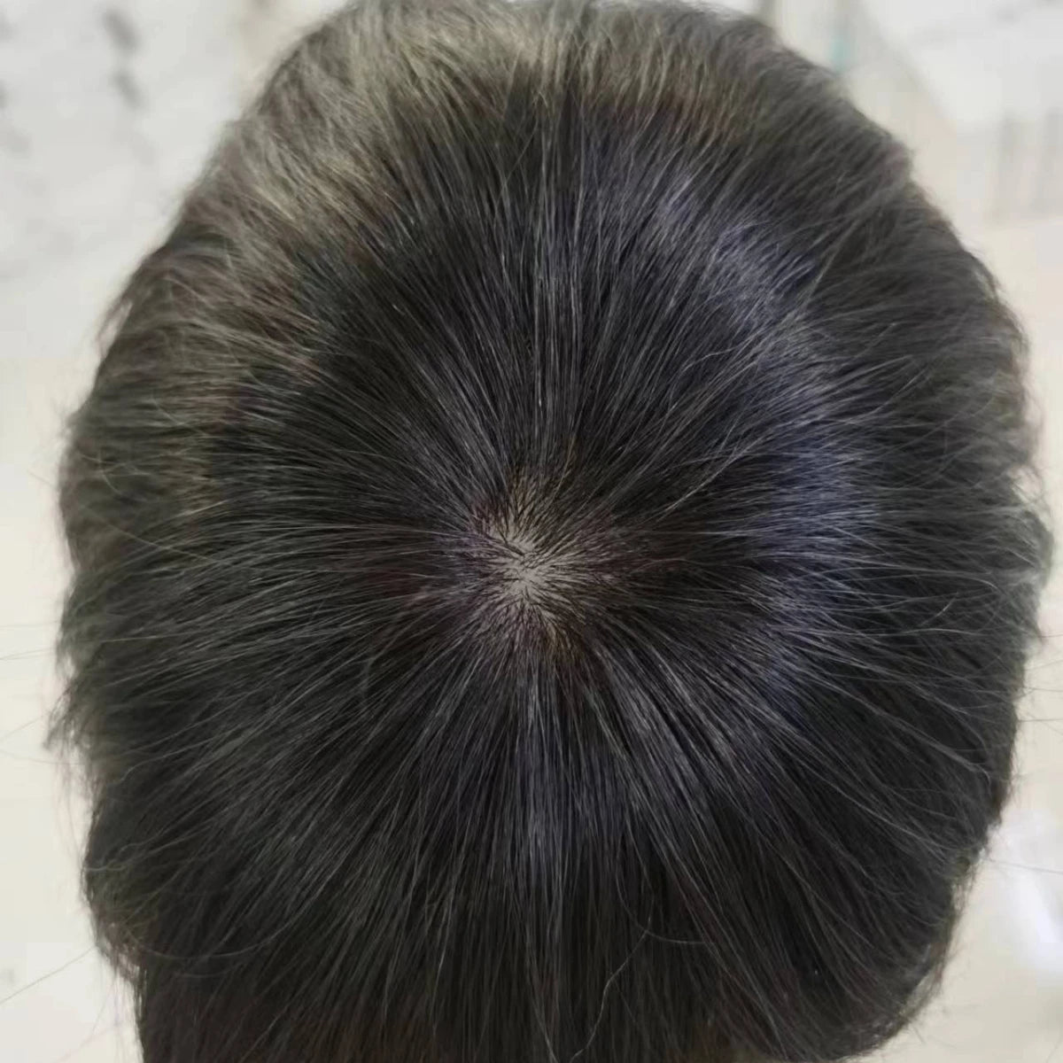 Men Toupee 100% Human Hair Mono Base 6 Inch Length PU Perimeter Lace Interior With Clips Fully Ventilated Natural Black Wig