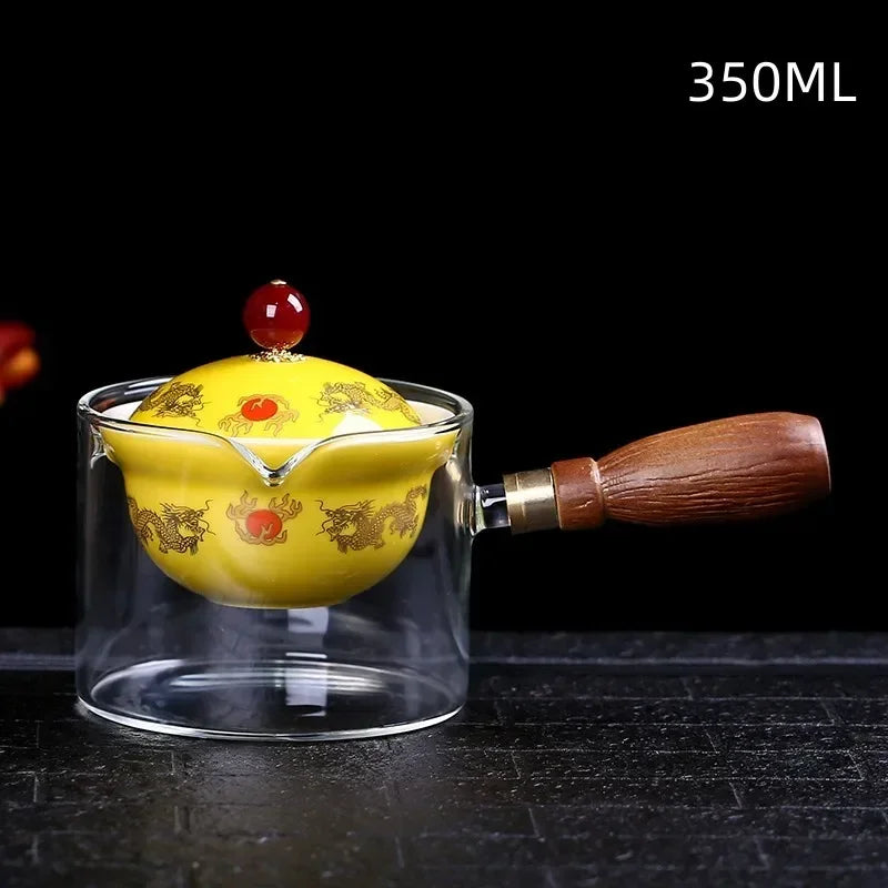 New Style Ceramic Glass Teapot Chinese Gongfu Tea Pot 360 Rotation Tea Maker  Automatic Single Pot   Teapot For Tea