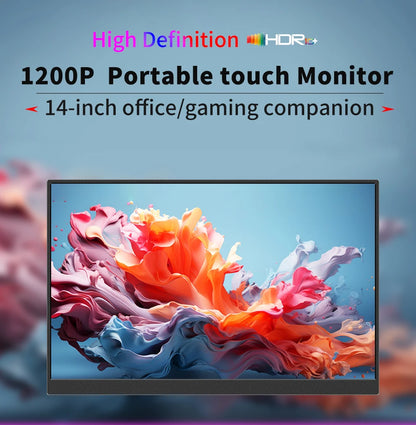 HGFRTEE 14 Inch Touch Screen Portable Monitor 100%sRGB 400cd/m2 Gaming Computer Expand Display For XBox PS4/ 5 Switch Loptop
