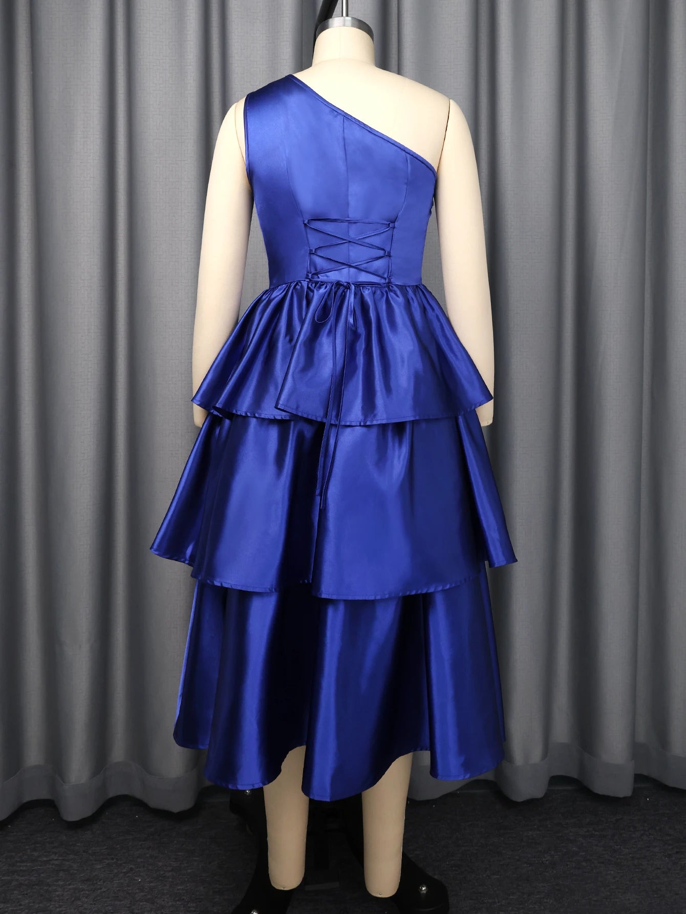 Women Elegant Shiny One Shoulder Ruffle Layered Christmas Party Dresses Date Out Birthday Wedding Guest Event Occasion Gowns New