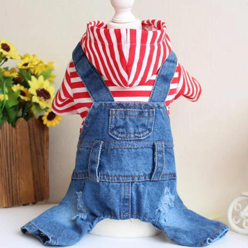 Dog Denim Overalls Puppy Jean Small Dog Costumes Pet Jean Jumpsuit Shirts Pants One-piece Outfits for Small medium Dogs