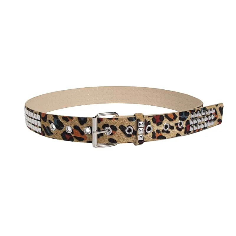 Punk Pink Fur Rivets For Women's Belt Hip Hop Y2k Girls Jeans Accessories Girdle Goth Retro Brown Pin Buckle Pu Waistband