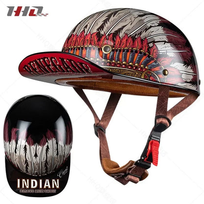Retro Bucket Half Helmet for Men & Women - Motorcycle & Electric Bike Safety Helmet